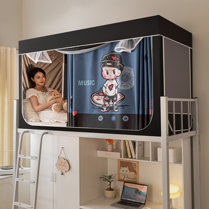 91家纺网 家纺一手货源 找家纺 博诺 2024新款99%全涂层遮光卡通学生蚊帐 时尚男孩