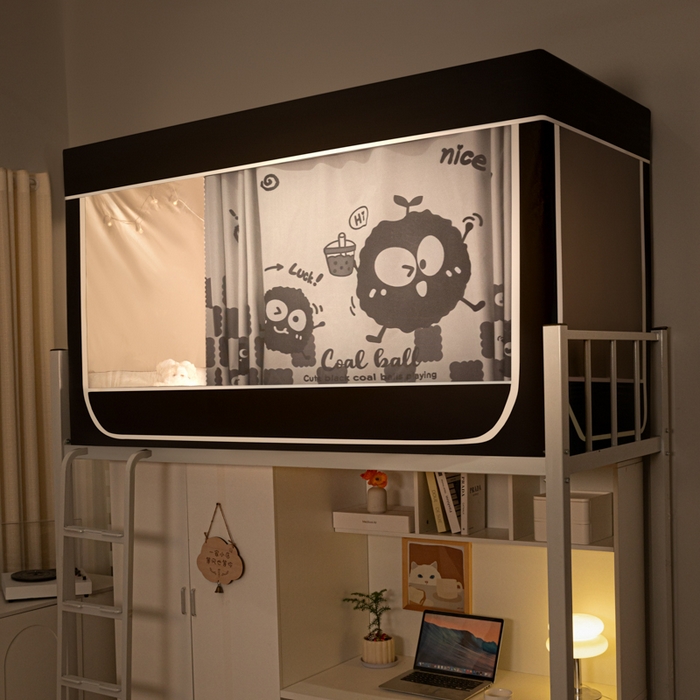 91家纺网 家纺一手货源 找家纺 博诺 2024新款99%加厚涂银层遮光卡通学生蚊帐 小煤球