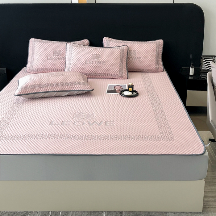 91家纺网 家纺一手货源 找家纺 首尔家纺 2024新款凉豆豆凉席床笠凉感丝凉席大版系列 伊薇-粉