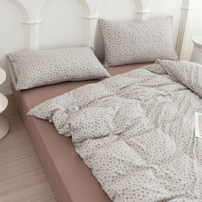 91家纺网 家纺一手货源 找家纺 恋尚羽家纺 2025新款A类母婴级印花全棉针织棉四件套 小碎花-粉