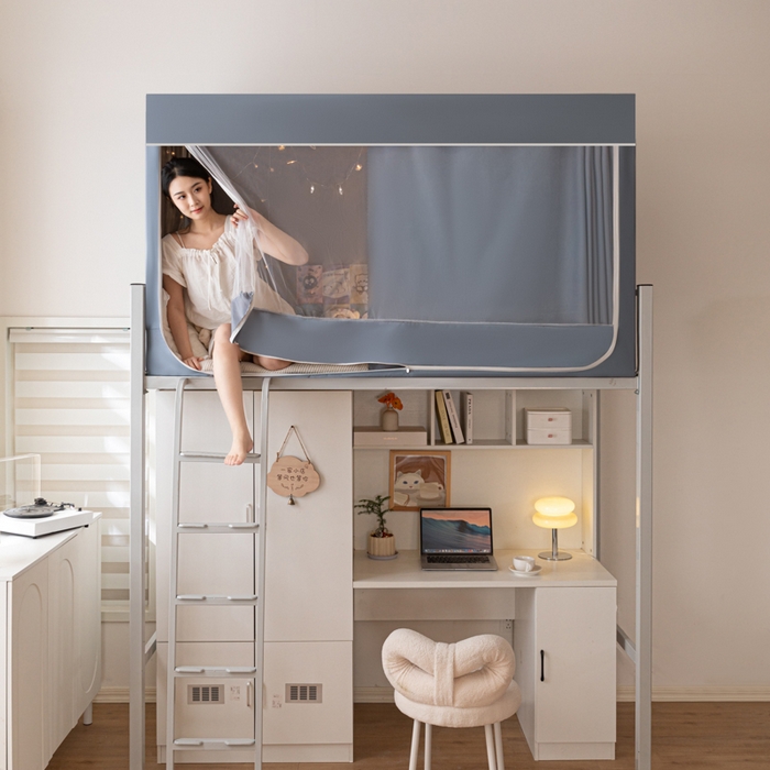 91家纺网 家纺一手货源 找家纺 博诺 2024新款99%全涂层遮光卡通学生蚊帐 雾霾蓝