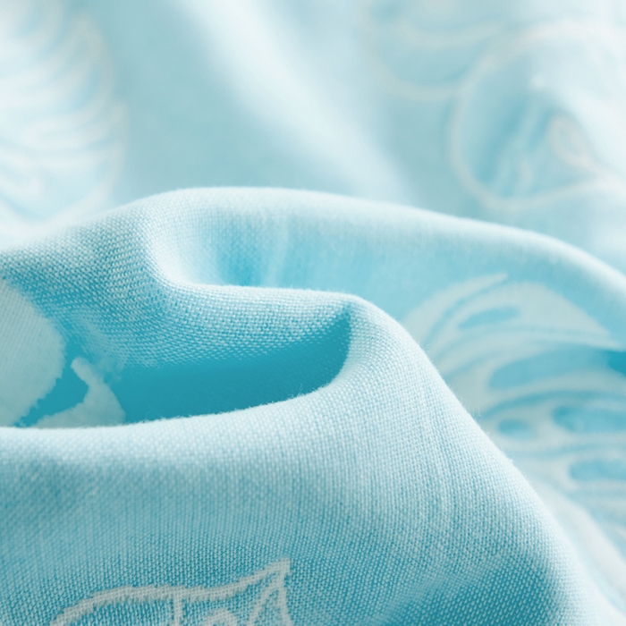 91家纺网 家纺一手货源 找家纺 朴尔2024新款六层纱布全棉循环小花型枕巾50*80cm一对 芭蕉情缘兰枕巾