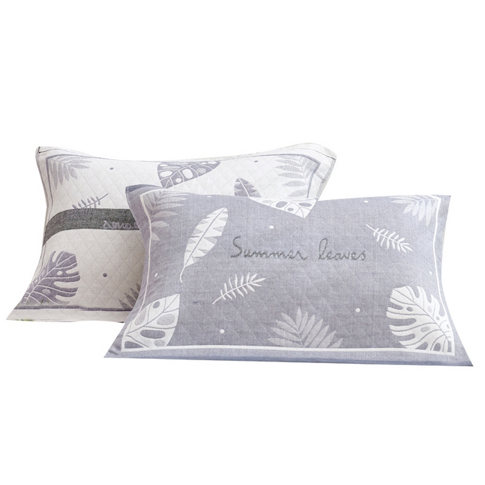 91家纺网 家纺一手货源 找家纺 朴尔家纺 2024新款混纺三层纱布枕巾 幸福芭蕉-灰 52*78/对