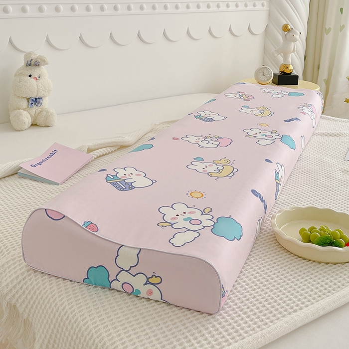 91家纺网 家纺一手货源 找家纺 良佐生活 2024新款全棉贡缎双人乳胶枕枕套 贝塔粉