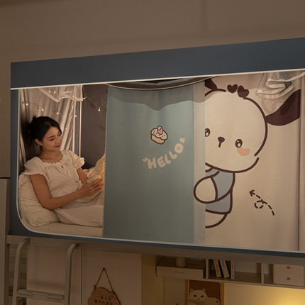 91家纺网 家纺一手货源 找家纺 博诺 2024新款99%全涂层遮光卡通学生蚊帐 幸运狗