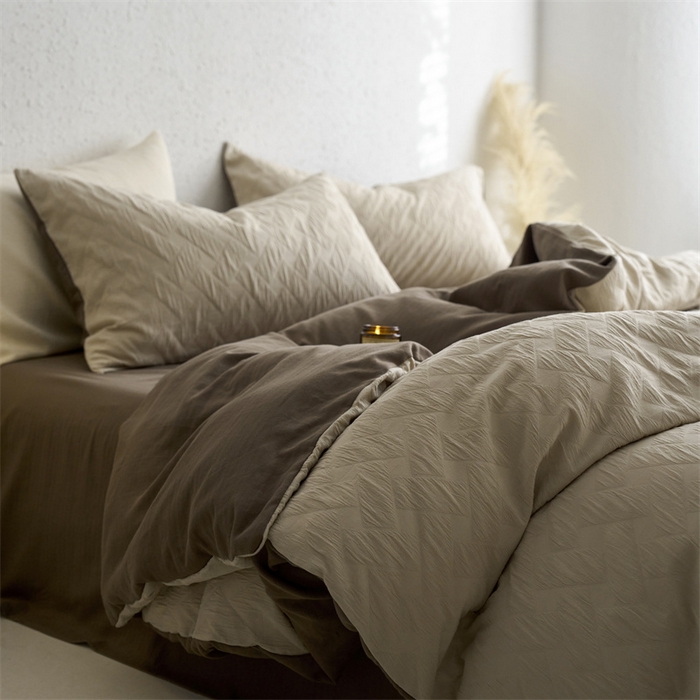 91家纺网 家纺一手货源 找家纺 梦享生活家居 2024新款提花四件套-侘寂风-布洛克米咖