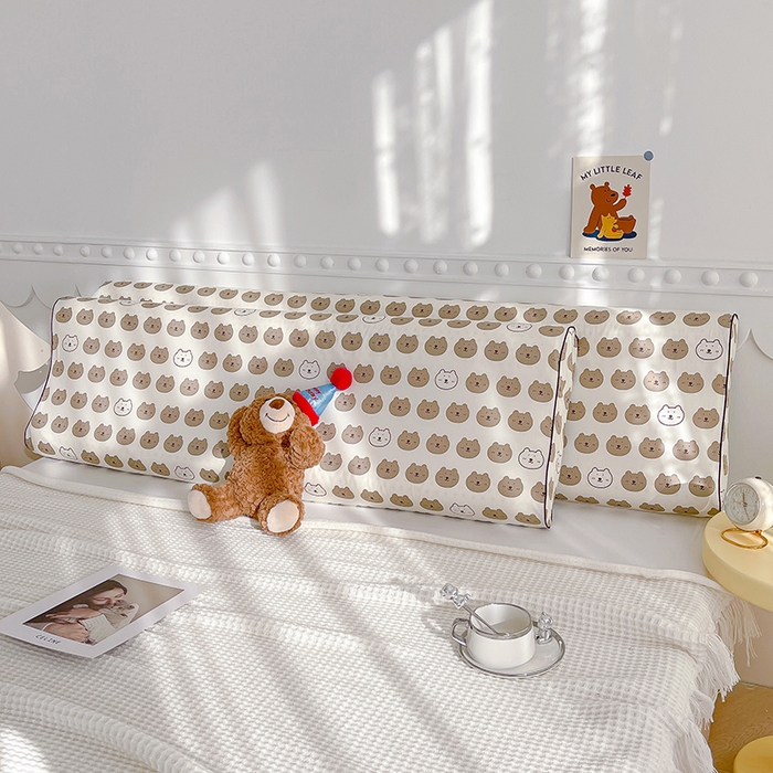 91家纺网 家纺一手货源 找家纺 良佐生活 2024新款全棉贡缎双人乳胶枕枕套 口袋熊