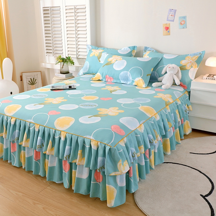 91家纺网 家纺一手货源 找家纺 艾橙 2024新款140克植物羊绒双边单床裙 浅浅微光