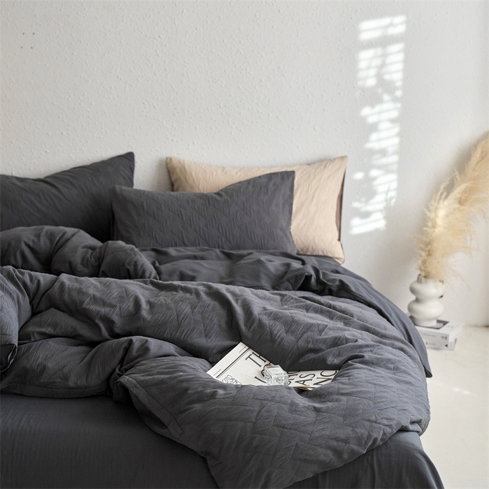 91家纺网 家纺一手货源 找家纺 梦享生活家居 2024新款提花四件套-侘寂风-布洛克灰