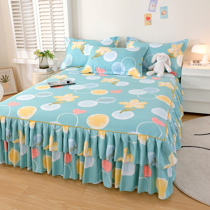 91家纺网 家纺一手货源 找家纺 艾橙 2024新款140克植物羊绒双边单床裙 浅浅微光