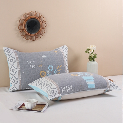 91家纺网 家纺一手货源 找家纺 （总）朴尔 2024年防滑半包按扣固定式全棉四层纱布枕巾