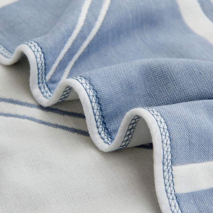 91家纺网 家纺一手货源 找家纺 朴尔2024新款六层纱布全棉循环小花型枕巾50*80cm一对 简约兰