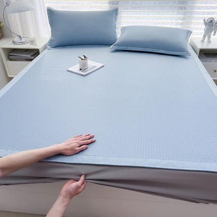 91家纺网 家纺一手货源 找家纺 （总）摩妮卡 2025新款提花凉感雪莲丝凉席三件套床笠床席款