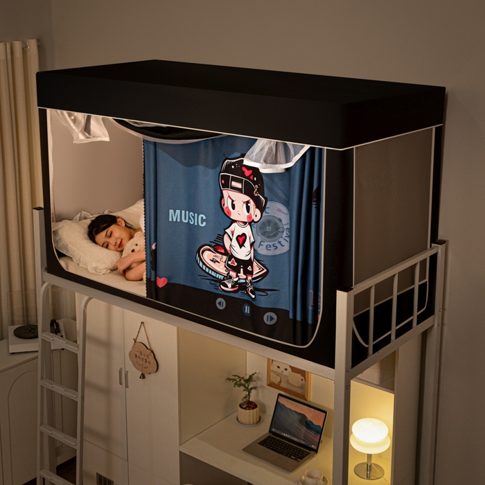 91家纺网 家纺一手货源 找家纺 博诺 2024新款99%全涂层遮光卡通学生蚊帐 时尚男孩