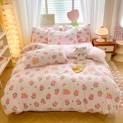 91家纺网 家纺一手货源 找家纺 （总）妖妖家纺 2024新款超柔软糯水洗云朵棉印花四季款四件套