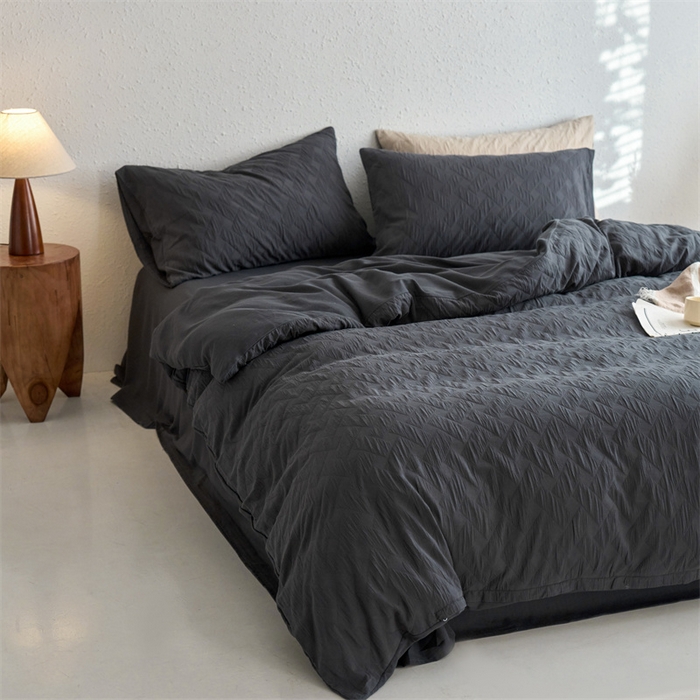 91家纺网 家纺一手货源 找家纺 梦享生活家居 2024新款提花四件套-侘寂风-布洛克灰