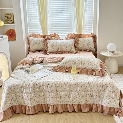 91家纺网 家纺一手货源 找家纺 仟网汇 2024新款韩版糯糯棉花边夏被四件套田园法式 花仙兔