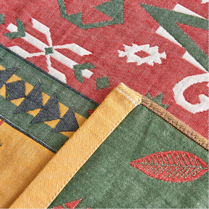 91家纺网 家纺一手货源 找家纺 朴尔毛巾被 2024年民族风彩棉系列四层纱布枕巾 旧金山红52*78cm/一对