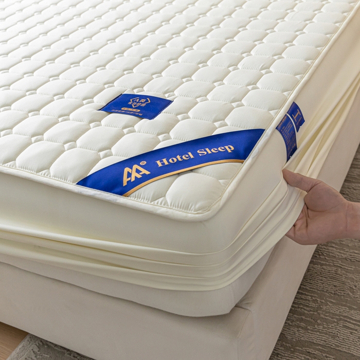 91家纺网 家纺一手货源 找家纺 芬晴家纺   2024新款酒店款夹棉床笠 春华-米白