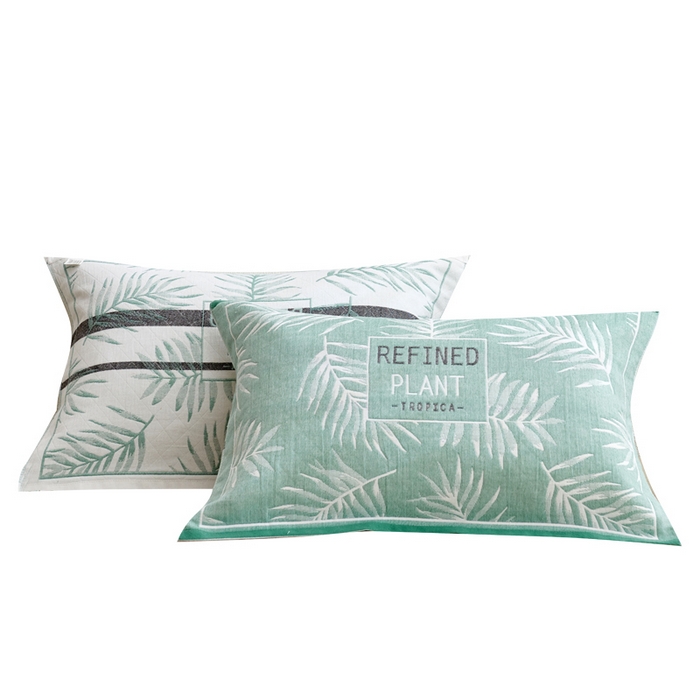 91家纺网 家纺一手货源 找家纺 朴尔家纺 2024新款混纺三层纱布枕巾 热带草原-绿 52*78/对