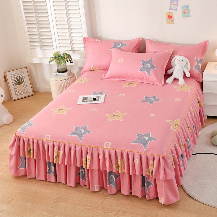 91家纺网 家纺一手货源 找家纺 艾橙 2024新款140克植物羊绒双边单床裙 魅力星