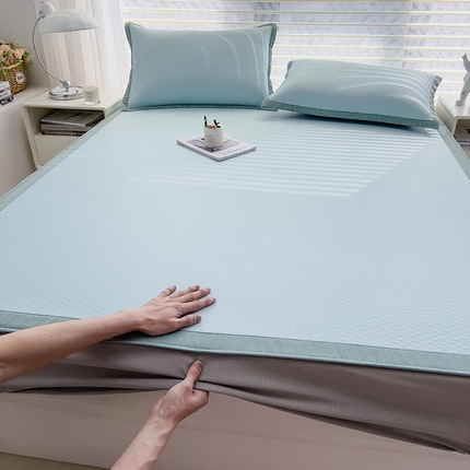 91家纺网 家纺一手货源 找家纺 （总）摩妮卡 2025新款提花凉感雪莲丝凉席三件套床笠床席款