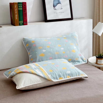 91家纺网 家纺一手货源 找家纺 （总）朴尔2024新款六层纱布全棉循环小花型枕巾50*80cm一对