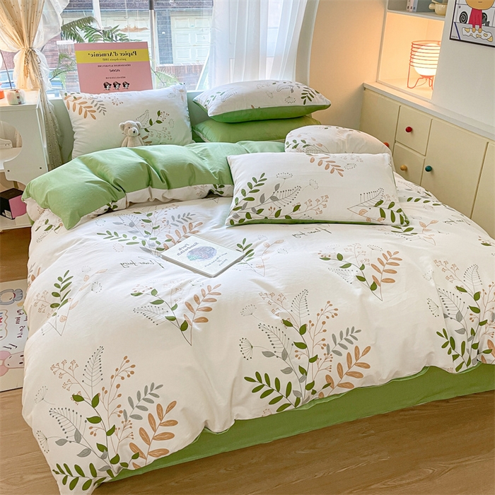 91家纺网 家纺一手货源 找家纺 798家纺 2025新款全棉13070印花四件套 绿意