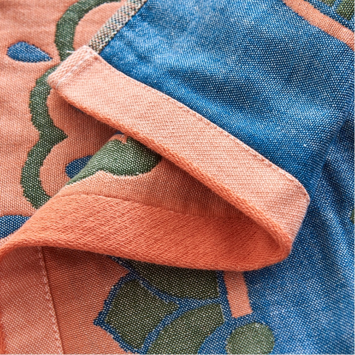 91家纺网 家纺一手货源 找家纺 （总）朴尔毛巾被 2024年民族风彩棉系列四层纱布枕巾