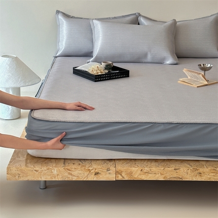 91家纺网 家纺一手货源 找家纺 （总）三味舒屋 2025新款草介原生抗菌防螨900D高端养生冰丝席（床笠款） 床笠