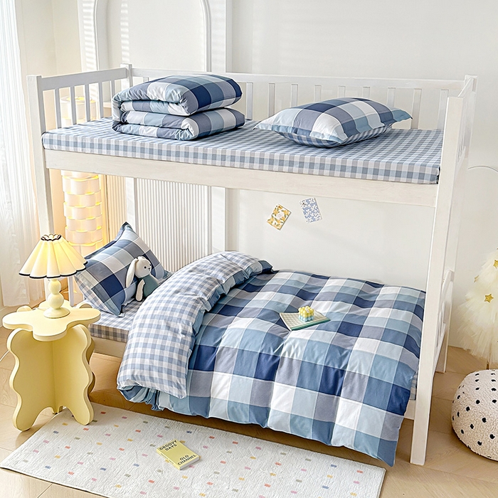 91家纺网 家纺一手货源 找家纺 棉造2023新款13372纯棉学生宿舍上下床套件全棉三件套六件套艾瑞斯