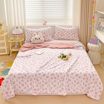 91家纺网 家纺一手货源 找家纺 （总）海岛哥哥 2024新款水洗双层纱超柔单夏被嵌绳款