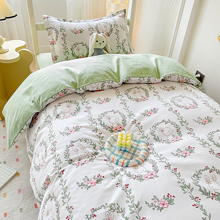 91家纺网 家纺一手货源 找家纺 棉造2023新款13372纯棉学生宿舍上下床套件全棉三件套六件套春风依然