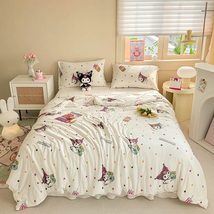 91家纺网 家纺一手货源 找家纺 沐辰 2024新款正版授权三丽鸥A类针织棉夏被 甜豆库洛米