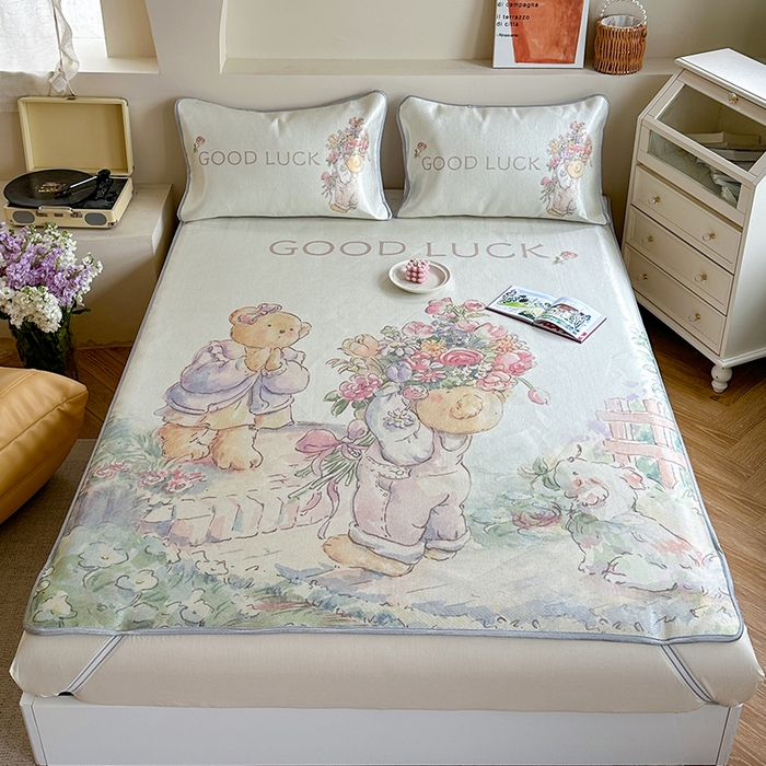 91家纺网 家纺一手货源 找家纺 萝莉家纺 2024新款大版冰丝凉席床席床笠款 送你一个春天-平席款 