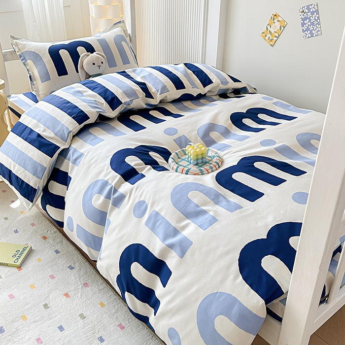 91家纺网 家纺一手货源 找家纺 棉造2023新款13372纯棉学生宿舍上下床套件全棉三件套六件套年少有你