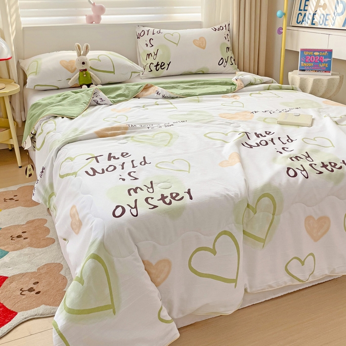 91家纺网 家纺一手货源 找家纺 海岛哥哥 2024新款水洗双层纱超柔单夏被嵌绳款 遇见浪漫