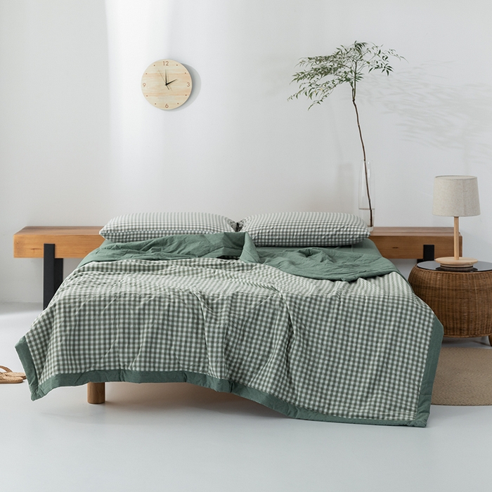 91家纺网 家纺一手货源 找家纺 （总）棉邦 2024新款全棉水洗棉色织夏被四件套