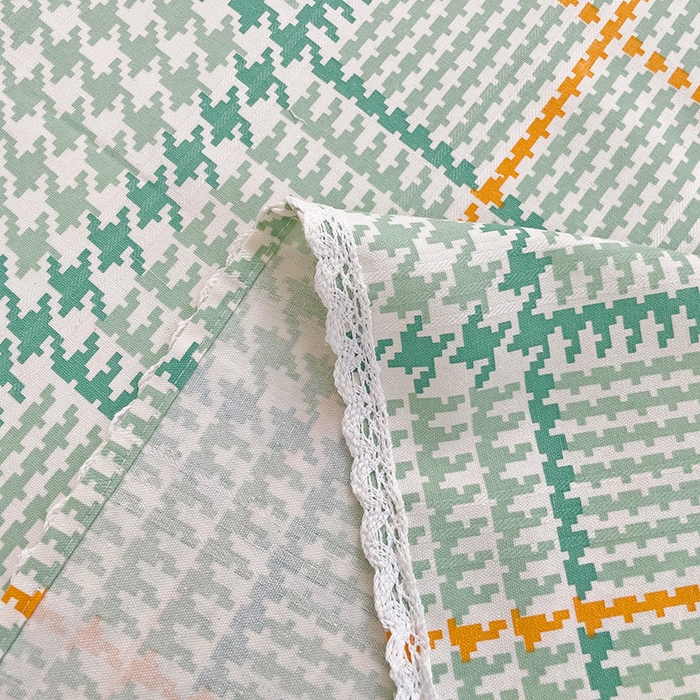 91家纺网 家纺一手货源 找家纺 宜家坊 2024新款鱼骨棉老粗布凉席花边款床单三件套 千鸟格