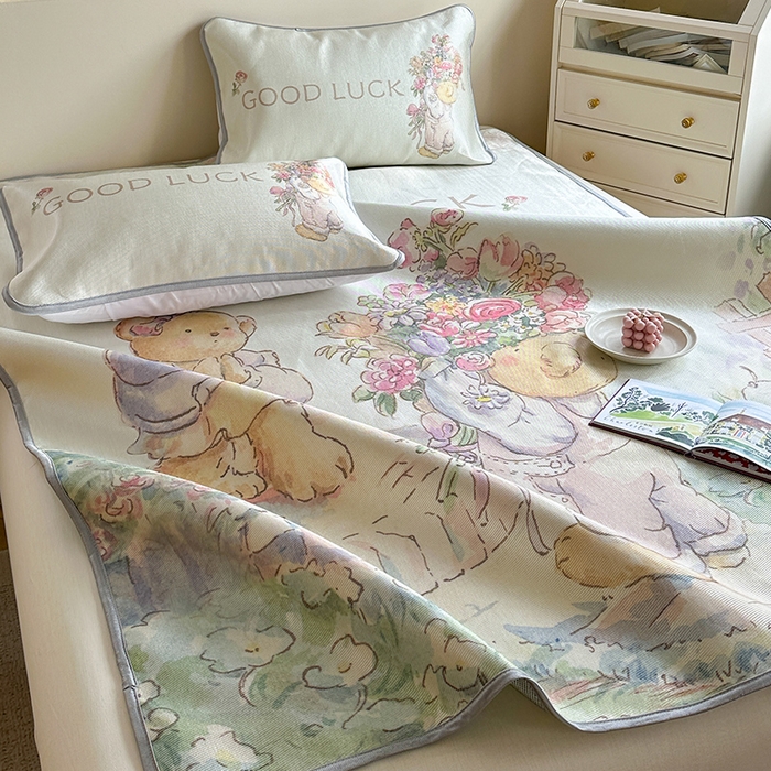 91家纺网 家纺一手货源 找家纺 萝莉家纺 2024新款大版冰丝凉席床席床笠款 送你一个春天-平席款 