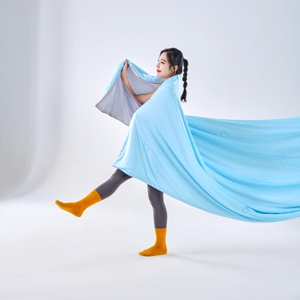 91家纺网 家纺一手货源 找家纺 晚爱家纺 2025新款A类氨纶凉感天丝夏被纯色印花冰淇淋西瓜夏凉被 纯色-蓝+灰