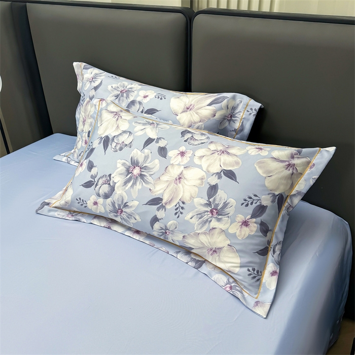 91家纺网 家纺一手货源 找家纺 满羽家纺 2024热款冰丝绸冰豆豆被夏被四件套凉感空调被 馨语 浅紫