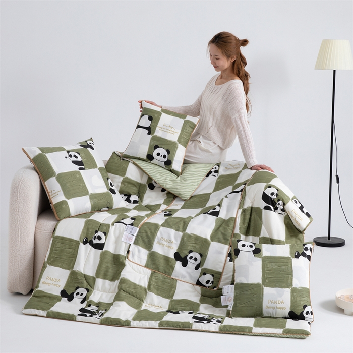 91家纺网 家纺一手货源 找家纺 （总）照世家纺 2025新款全棉印花抗菌棉抱枕被