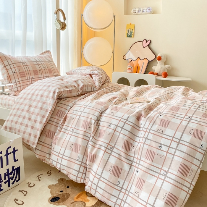 91家纺网 家纺一手货源 找家纺 棉造2023新款13372纯棉学生宿舍上下床套件全棉三件套六件套甜咪咪