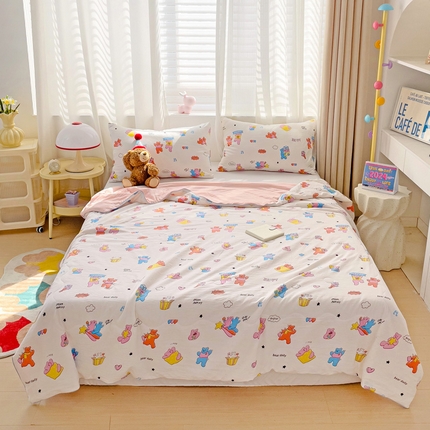 91家纺网 家纺一手货源 找家纺 （总）海岛哥哥 2024新款水洗双层纱超柔单夏被嵌绳款