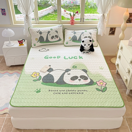 91家纺网 家纺一手货源 找家纺 喜梦缘 2025新款0.5大版卡通乳胶凉席三件套 大熊猫