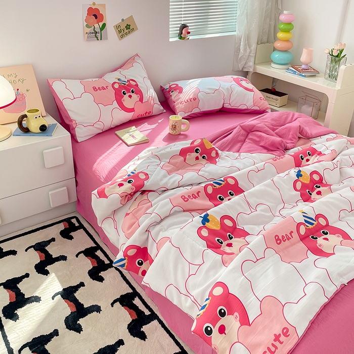 91家纺网 家纺一手货源 找家纺 卡斯诺家纺馆 2025新款水洗云朵棉夏被（下载包包含买家秀） 可爱萌熊