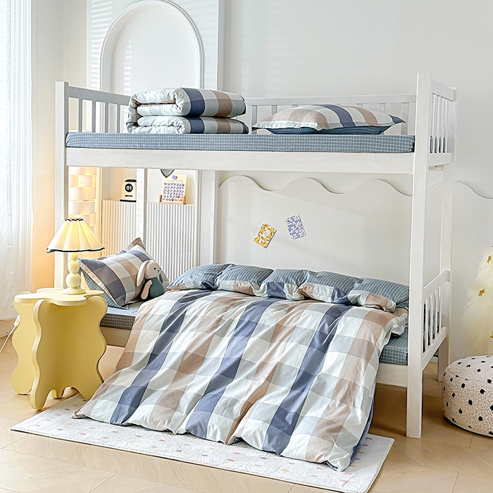 91家纺网 家纺一手货源 找家纺 棉造2023新款13372纯棉学生宿舍上下床套件全棉三件套六件套未来可期