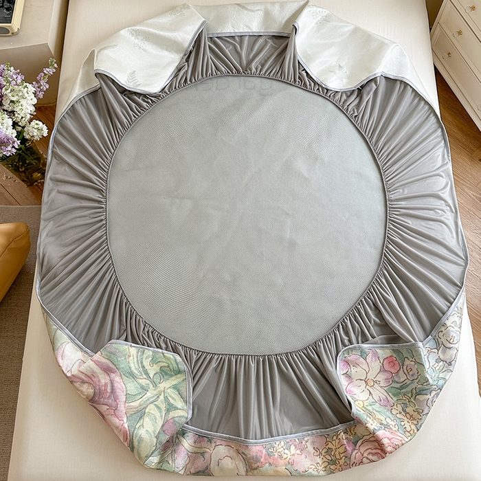 91家纺网 家纺一手货源 找家纺 萝莉家纺 2024新款大版冰丝凉席床席床笠款 小猫咪的花园-床笠款