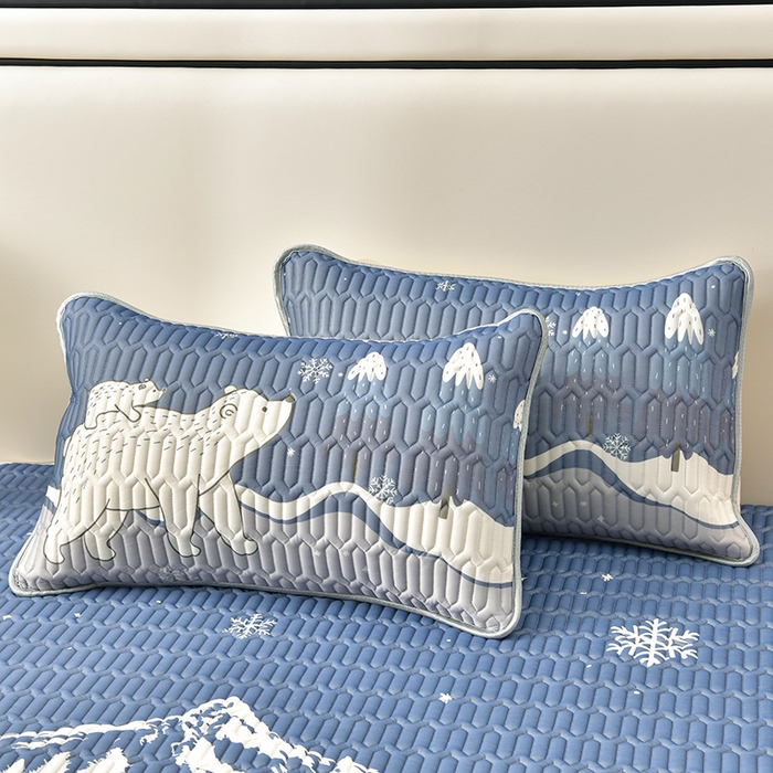 91家纺网 家纺一手货源 找家纺 诺梵 2024年新款可拆卸乳胶凉席三件套床裙款 北极熊